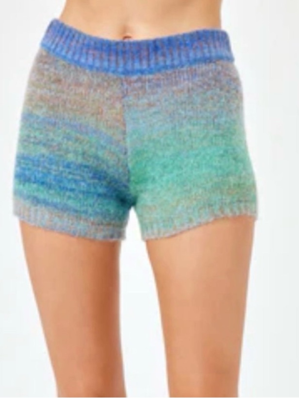 l*space Knit High-Waist Gradient Sweater Knit Shorts - Blue & Green Size XS New